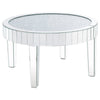 Coffee Table with Mirror Trim and Faux Diamond Inlays, Silver By Casagear Home