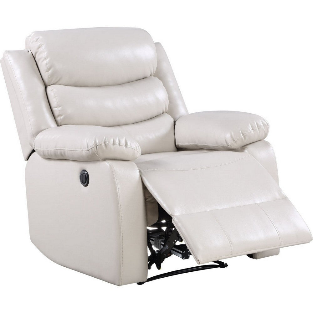 Power Recliner Chair with Split Back and Pillow Top Cream By Casagear Home BM250343