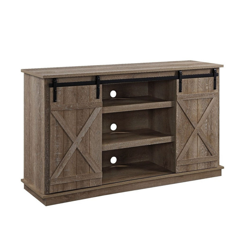 Home Entertainment Wooden TV Stand, Brown By Casagear Home