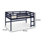 Twin Loft Bed with Wooden Frame and Reversible Ladder Blue By Casagear Home BM250349