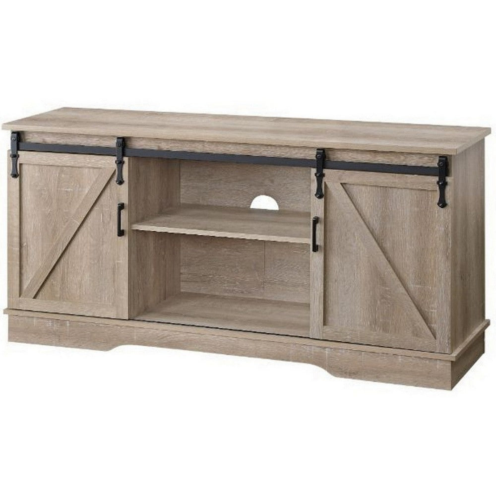 Versatile Rectangular Wooden TV Stand, Brown By Casagear Home