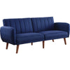 Fabric Upholstered Adjustable Sofa, Blue and Brown By Casagear Home