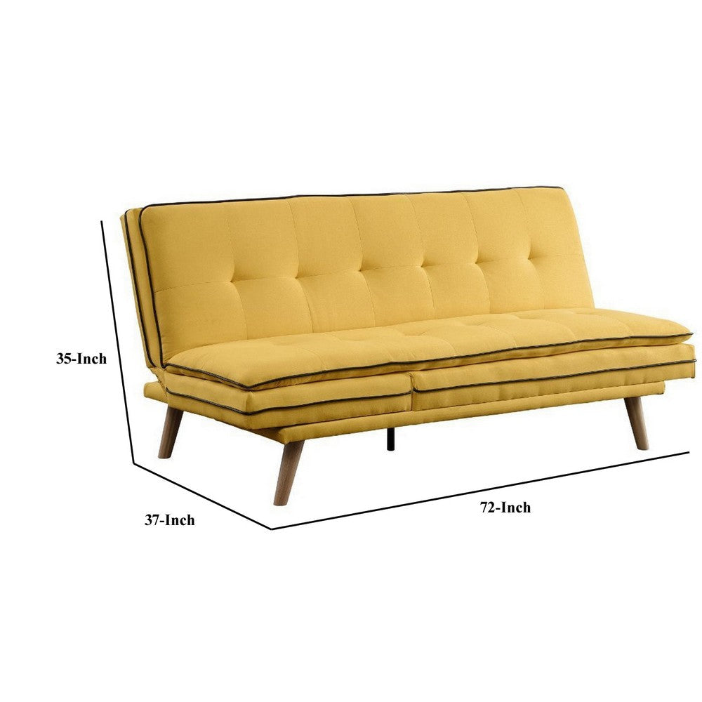 Adjustable Sofa with Tufted Seat and Angled Legs Yellow By Casagear Home BM250355