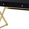 Writing Desk with 2 Drawers and Cross Legs Black and Gold By Casagear Home BM250362