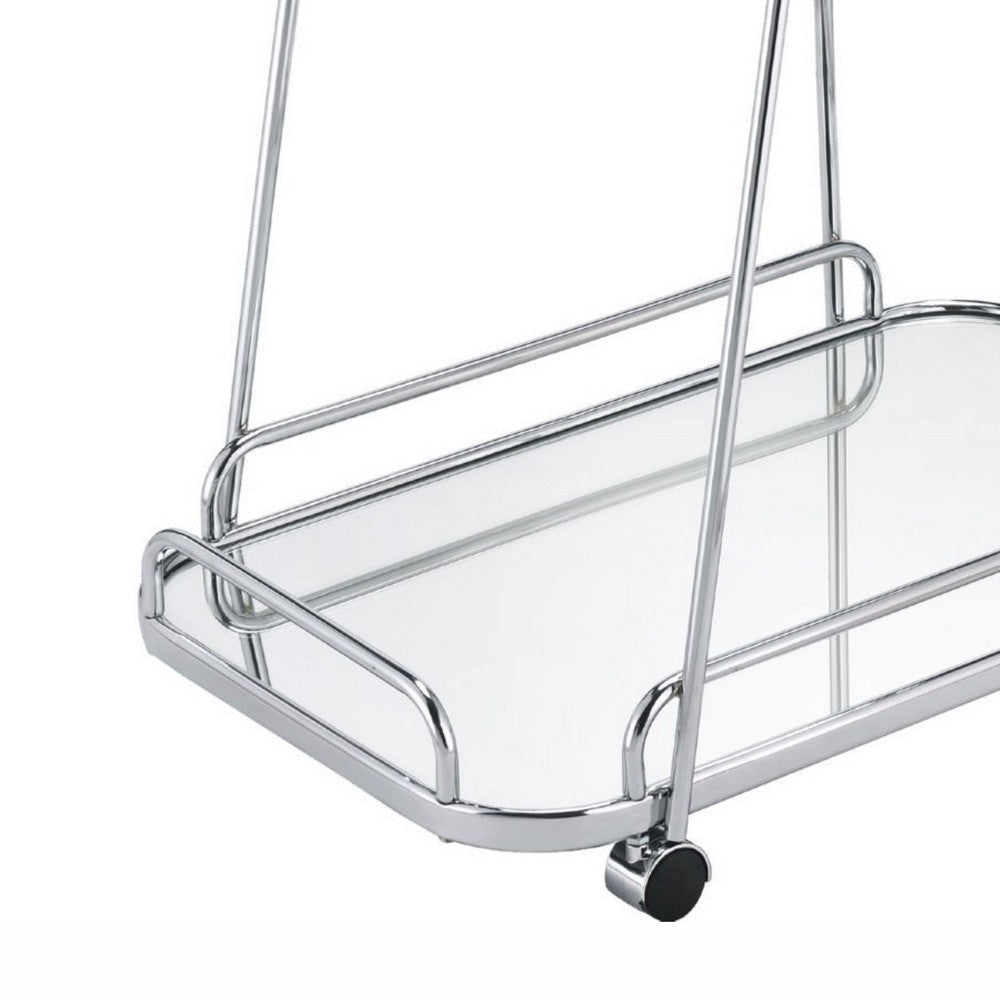 Clear Glass 2-Tier Serving Cart With Chrome Finish By Casagear Home BM250375