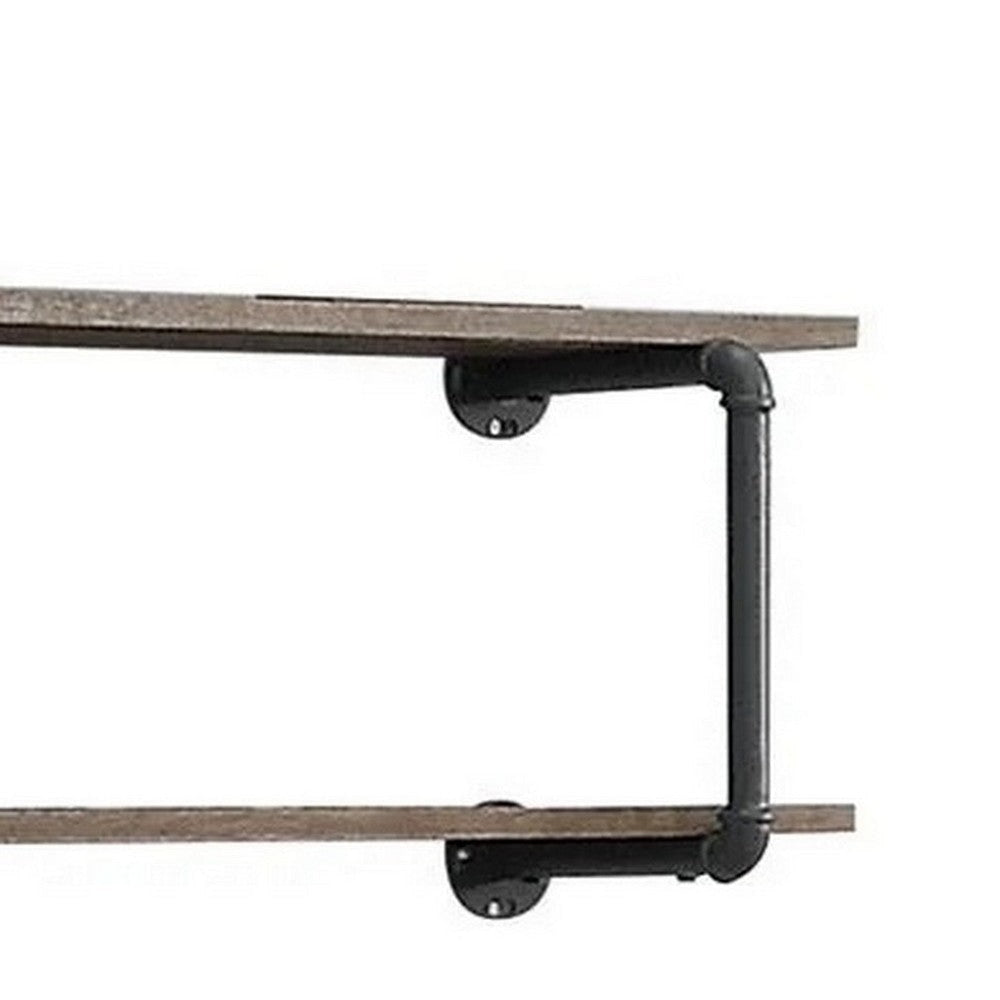 Antique Metal Framed Wall Rack Brown and Gray By Casagear Home BM250382