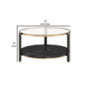 Coffee Table with Glass Top and Faux Marble Shelf Black and Gold By Casagear Home BM250390