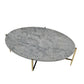 Coffee Table with Oval Marble Top and X Shaped Support Gray and Gold By Casagear Home BM250393