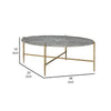 Coffee Table with Oval Marble Top and X Shaped Support Gray and Gold By Casagear Home BM250393