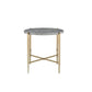 End Table with Oval Marble Top and X Shaped Support Gray and Gold By Casagear Home BM250396