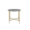 End Table with Oval Marble Top and X Shaped Support Gray and Gold By Casagear Home BM250396