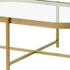 Coffee Table with Oblong Glass Top and Metal Frame Gold By Casagear Home BM250407