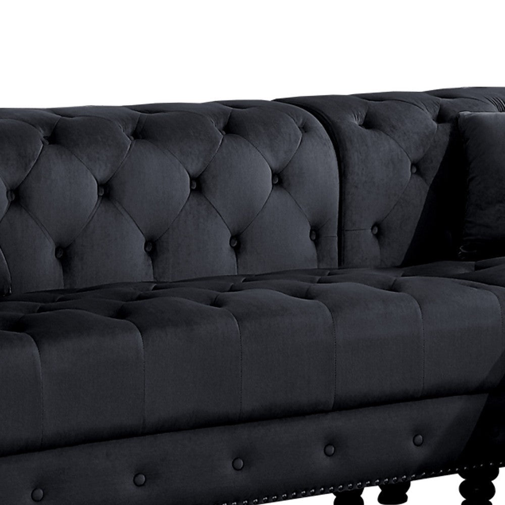 2 Piece Sectional Sofa Set with Chesterfield Design Black By Casagear Home BM250595