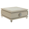 Coffee Table with Faux Leather Wrapping and Acrylic Legs, Beige By Casagear Home