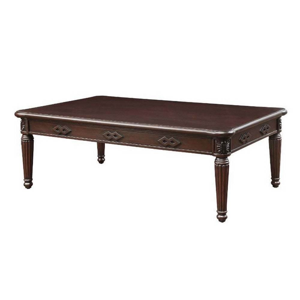 Coffee Table with Traditional Style and Turned Legs Espresso Brown By Casagear Home BM250646