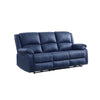 Leatherette Power Motion Sofa with 2 USB Ports, Blue By Casagear Home