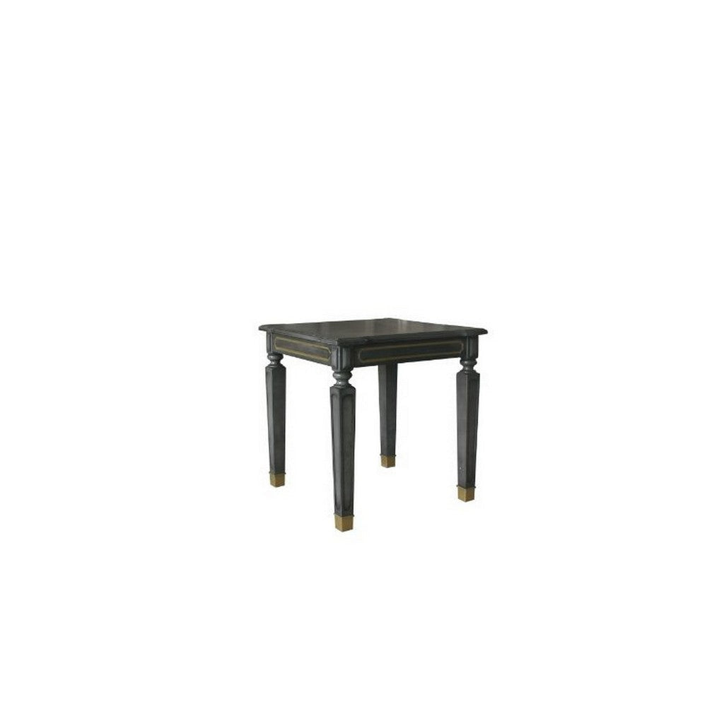 End Table with Wooden Square Tapered Legs, Gray By Casagear Home