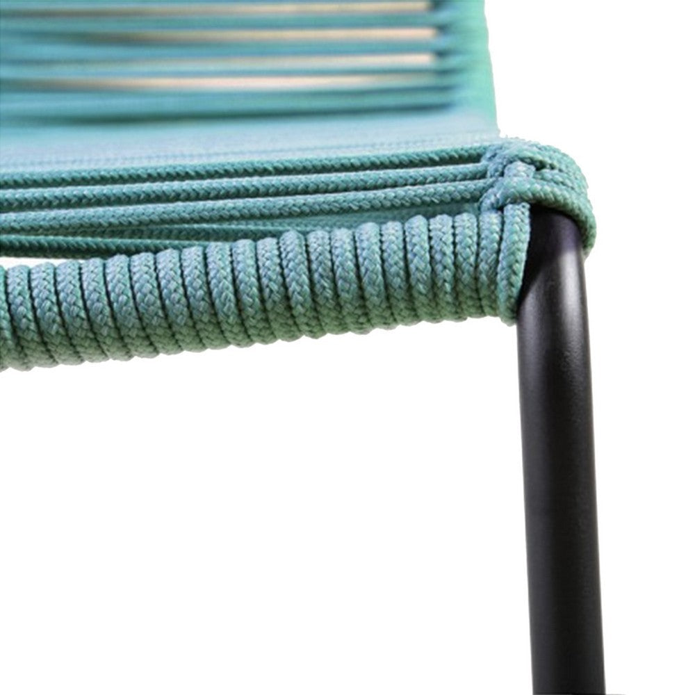 Outdoor Bar Stool with Fishbone Rope Weaving Set of 2 Blue By Casagear Home BM250744