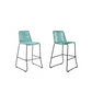 Outdoor Bar Stool with Fishbone Rope Weaving, Set of 2, Blue By Casagear Home