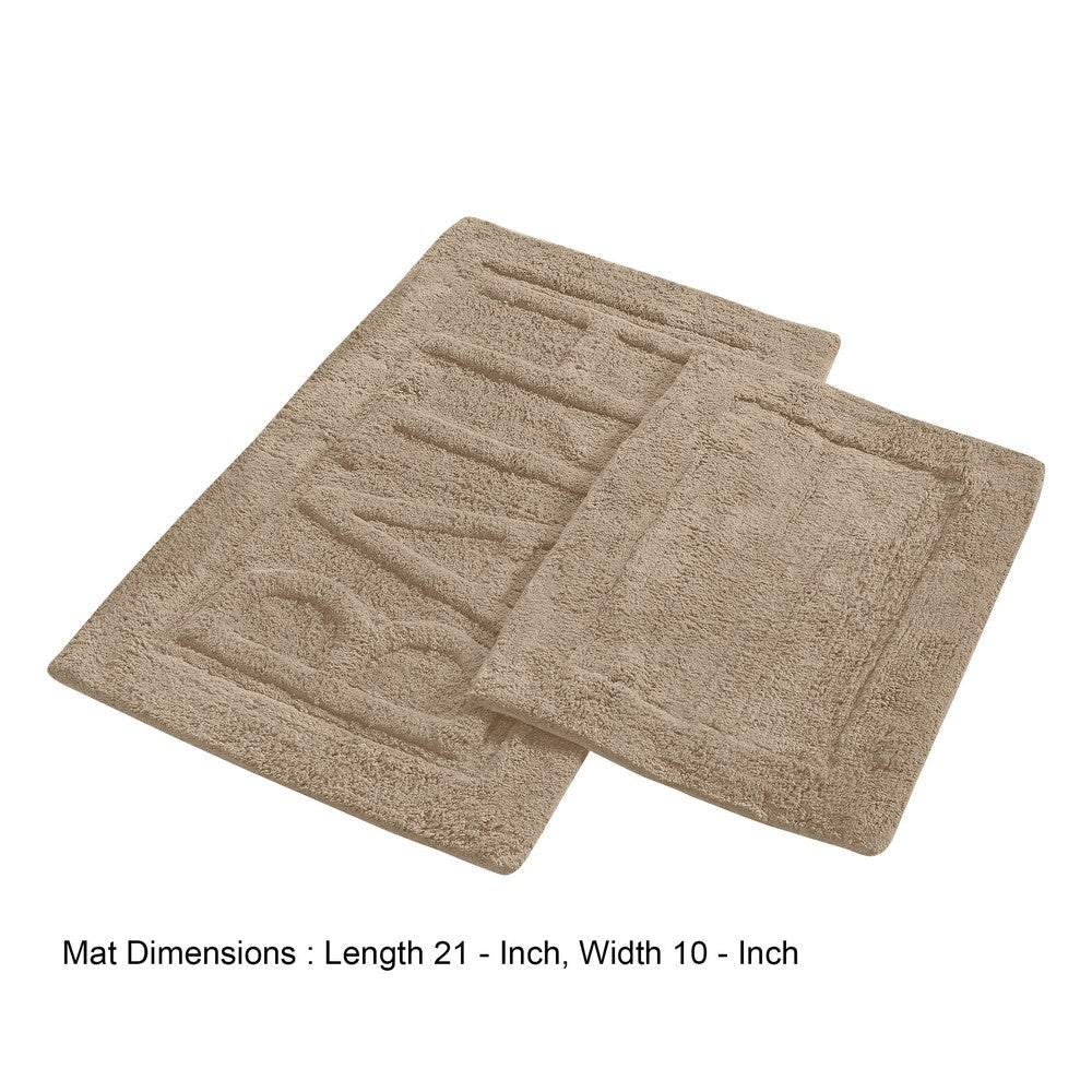 Veria 2 Piece Bath Mat with BATH Sculpted Details The Urban Port Beige By Casagear Home BM250884