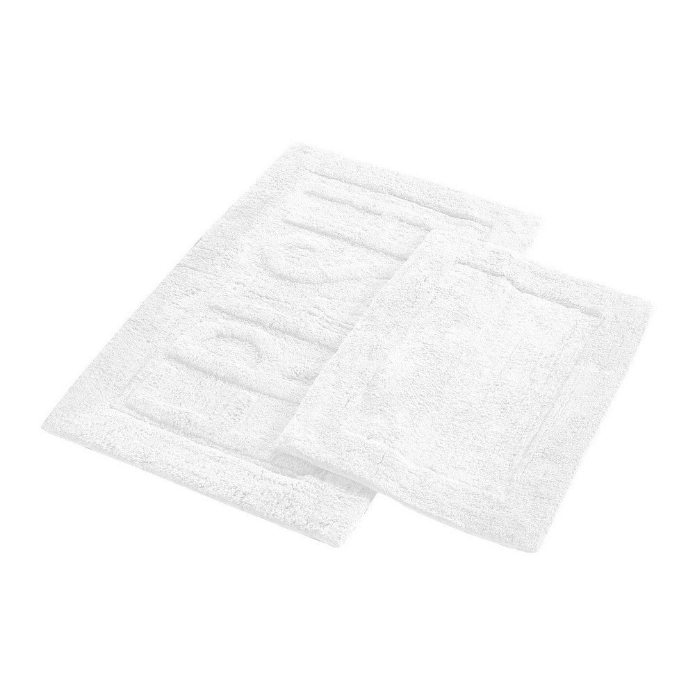 Veria 2 Piece Bath Mat with FRESH Sculpted Details, The Urban Port, White By Casagear Home