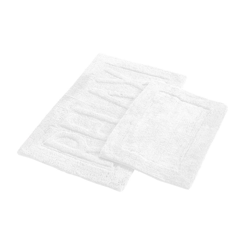 Veria 2 Piece Bath Mat with RELAX Sculpted Details, The Urban Port, White By Casagear Home