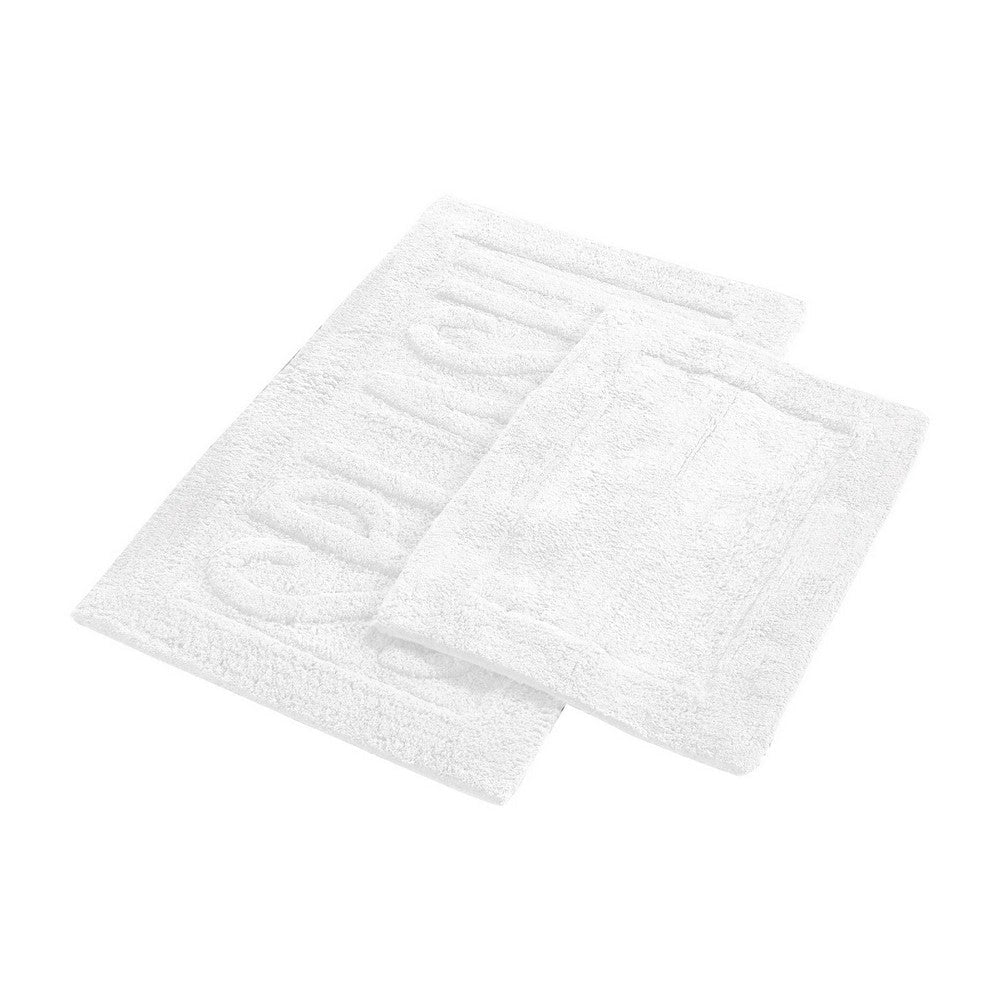 Veria 2 Piece Bath Mat with SPLASH Sculpted Details, The Urban Port, White By Casagear Home