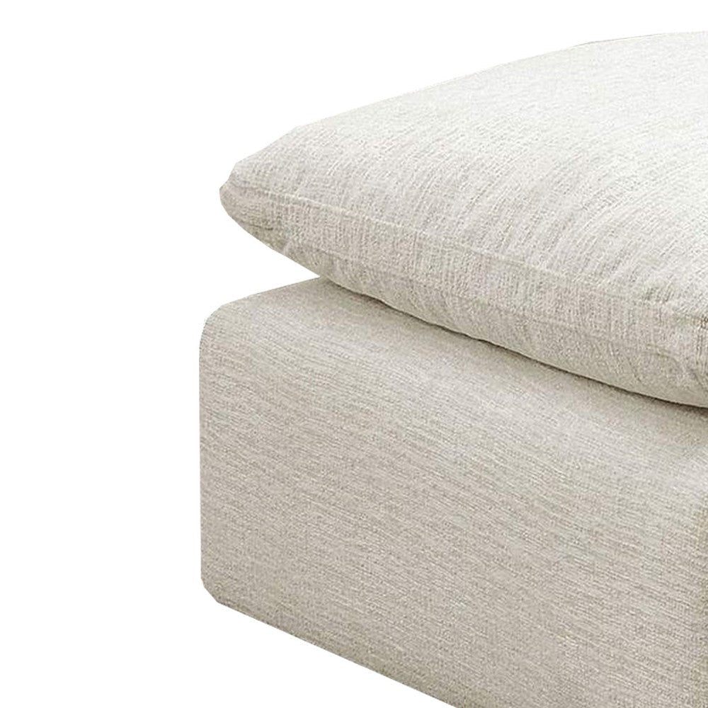 Ottoman with Pillow Top Cushion and Modular Design Cream By Casagear Home BM250956