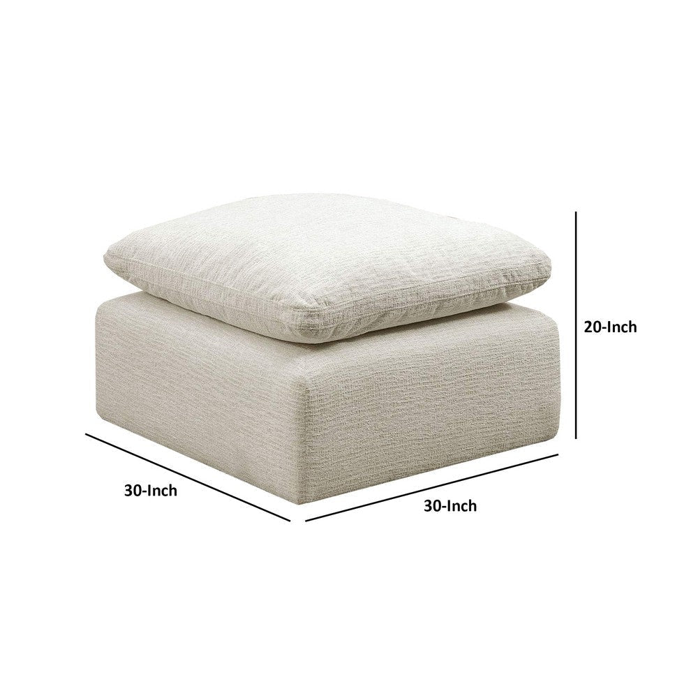 Ottoman with Pillow Top Cushion and Modular Design Cream By Casagear Home BM250956