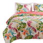 Aulne 3 Piece Full Quilt Set with Leaf Print Multicolor By Casagear Home BM251007