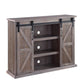 TV Stand with 2 Barn Sliding Doors and Farmhouse Style, Rustic Brown By Casagear Home