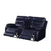 Motion Loveseat with Leatherette Upholstery and Tufted Seat Navy Blue By Casagear Home BM251076