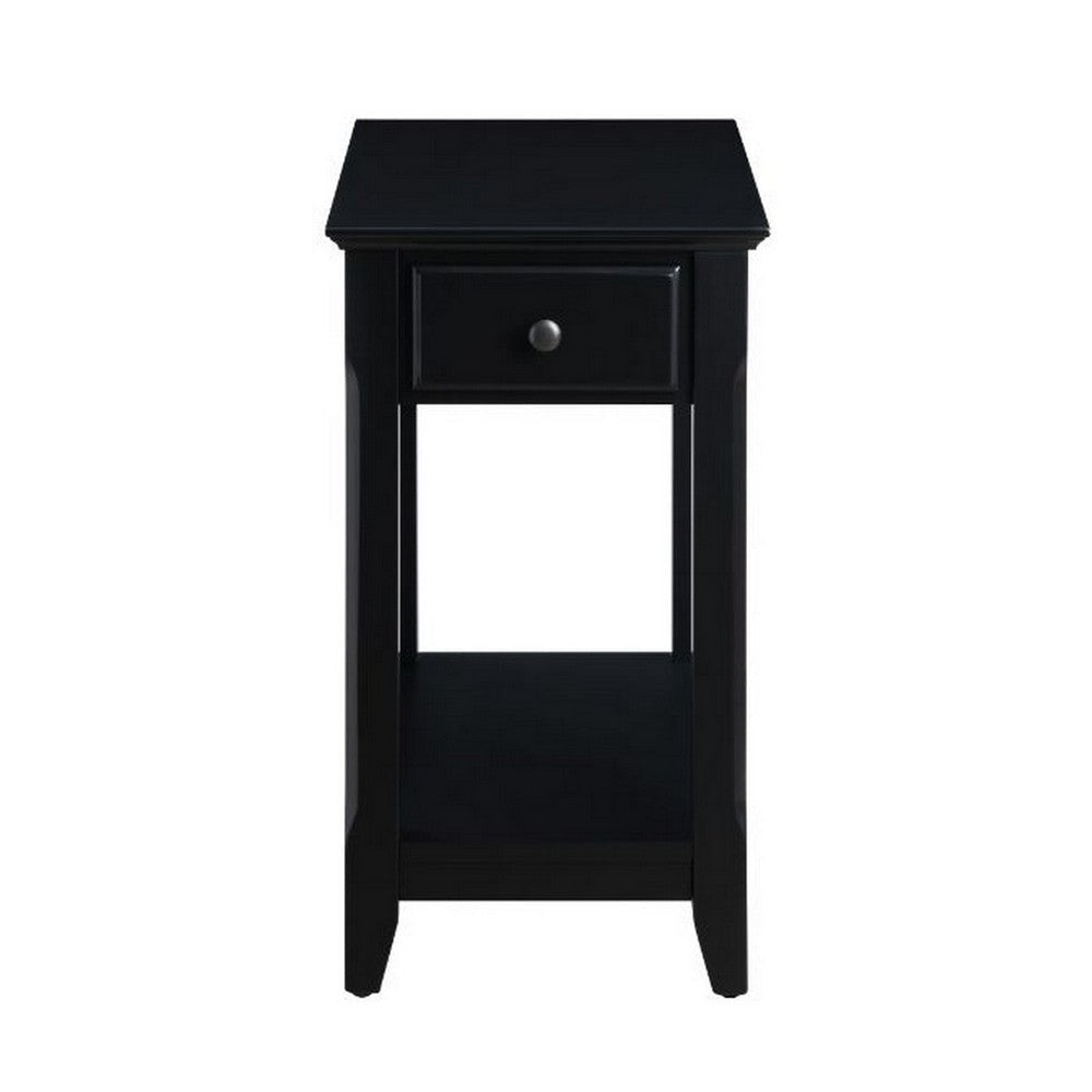 Accent Table with 1 Drawer and Bottom Shelf Black By Casagear Home BM251127