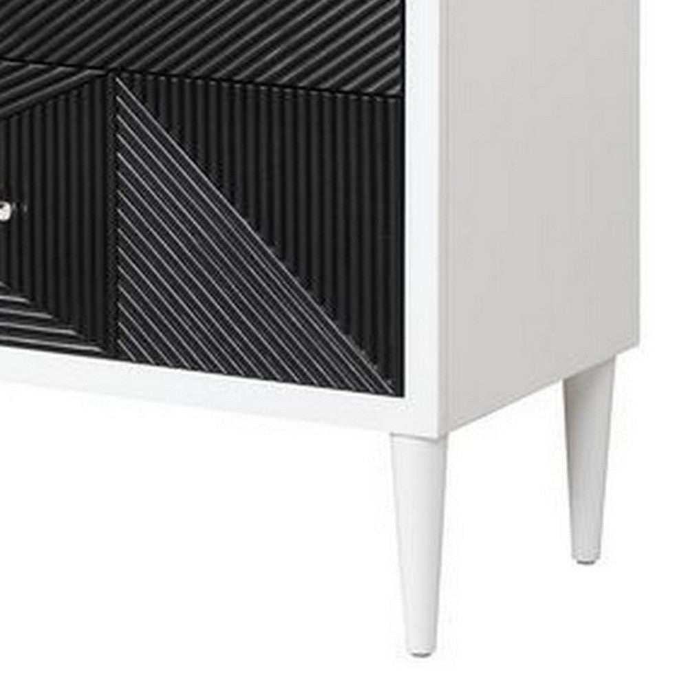 Accent table with Geometric Pattern 2 Drawer Front Black and White By Casagear Home BM251151