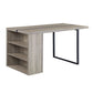 Dining Table with 3 Side Open Compartments and Metal Trim Inlay, Oak Gray By Casagear Home