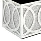 Mirrored Ottoman with Fabric Seat and Faux Diamonds Silver By Casagear Home BM251177