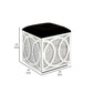 Mirrored Ottoman with Fabric Seat and Faux Diamonds Silver By Casagear Home BM251177