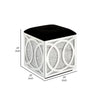 Mirrored Ottoman with Fabric Seat and Faux Diamonds Silver By Casagear Home BM251177