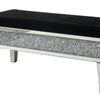 Mirrored Bench with Fabric Seat and Faux Diamonds Silver By Casagear Home BM251183