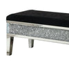 Mirrored Bench with Fabric Seat and Faux Diamonds Silver By Casagear Home BM251183