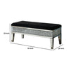 Mirrored Bench with Fabric Seat and Faux Diamonds Silver By Casagear Home BM251183