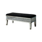 Mirrored Bench with Fabric Seat and Faux Diamonds, Silver By Casagear Home