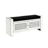 Mirrored Bench with Faux Diamonds and 2 Cabinets, Silver By Casagear Home