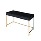 Writing Desk with 2 Storage Compartments Black and Gold By Casagear Home BM251199