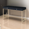 Writing Desk with 2 Storage Compartments, Black and Gold By Casagear Home