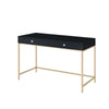 Writing Desk with 2 Storage Compartments, Black and Gold By Casagear Home