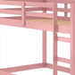 Twin Loft Bed with Wooden Frame and Attached Ladder Pink By Casagear Home BM251249