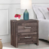 Nightstand with Rough Hewn Saw Texture and Panel Base Rustic Gray By Casagear Home BM251267