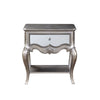 Nightstand with Mirror Panel Front and Molded Trim Antique Silver By Casagear Home BM251276