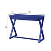 Writing Desk with X Base and 1 Center Drawer Blue By Casagear Home BM251326